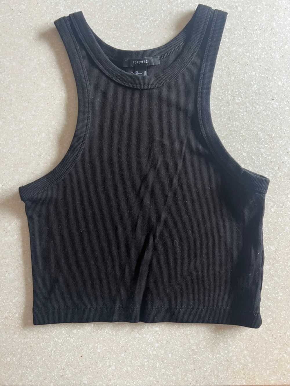 Forever 21 Black Ribbed Cropped Tank